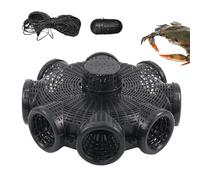 Crab Catching Trap - Nylon Fishing Net, Long Lasting Crawdad Basket | 8 Entrance Foldable Shrimp Cage With Bait Pocket, Lightweight Fish Lure Trap For Dock Pier Stream Lakes Oceans Use