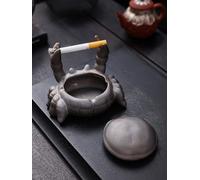 Crab Ceramic Ashtray with Lid, Funny Ash Tray for Desk Decor, Windproof Cute Ashtrays Cigar Cigarette Holder & Pen Stand Outdoor/Indoor, Ash Holder for Smokers, Patio, Parties, Home, Office, Accessory