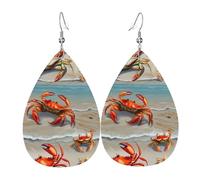 Crab Conch Print Leather Earring Fun Leather Earrings Printed Ear Pendants For Beach Mother'S Day