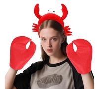 Crab Costume Novelty Crab Hat Headband With Red Claws Gloves Under The Sea Costume for Funny Gift for Halloween Cosplay Party (headband)