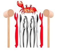 Crab Crackers and Tools - Crab Leg Crackers and Tools Including 2 Lobster Crab Crackers 2 Lobster Shell Forks 2 Seafood Forks 2 Lobster Crab Mallets
