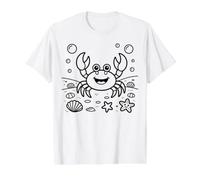 Crab Crayfish Coloring and Painting by Yourself Value Graphic T-Shirt, Men, White, L