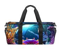 Crab Crystal Ball Pattern 03-1 Cylinder Sports Bag - Gym Bag with Shoe Compartment, Waterproof Pocket