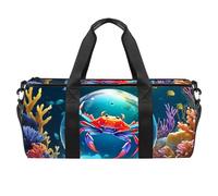 Crab Crystal Ball Pattern 03-3 Cylinder Sports Bag - Gym Bag with Shoe Compartment, Waterproof Pocket