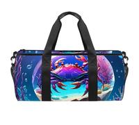 Crab Crystal Ball Pattern 03-6 Cylinder Sports Bag - Gym Bag with Shoe Compartment, Waterproof Pocket