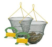 Crab Drop Net with Bait Bag & Rope & Line Handle for Catching Crab, Fish, Prawn, Crayfish, Lobster, Portable Crabbing Kit for Outdoor Fun,Set of 2/4,W30cm x H25cm