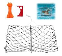 Crab Drop Nets Set with Net Bait Bag Holder Netting Trap with 30m of Rope,Live Bait Fishing Mesh Catcher,Outdoor Kids Fishing Trap Catcher for Crabbing Catch Fish,Crab Fishing Net for Family (Black)