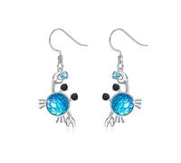 Crab Earrings 925 Sterling Silver Blue Crab Earrings Mermaid Fish Scale Earrings Sea Motif Crab Jewelry Gifts for Girls Women