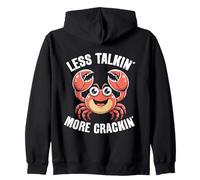 Crab Eating Less Talking More Cracking Seafood Lover Crab Zip Hoodie