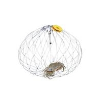Crab Fish Trap - Stainless Steel Nylon Mesh 52cm Foldable Cage Automatic Open and Close Net, Lobster Pot Equipment, Bait Pin Holder Equipment | Steel Wire Fishing Trap Pier Dock Sea Water