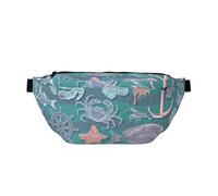 Crab Helm Starfish Octopus Anchor Patterns Chest Crossbody Bag Slim Sling Pouch with Adjustable Strap for Shopping Travel Outdoor Sports