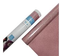 Crab HTV Heat Transfer Vinyl Roll - Glitter 12” x 5ft, Easy to Cut & Weed Iron on Vinyl for DIY T-Shirts Bags Gifts Design Compatible Cricut, Silhouette Cameo, Heat Press, Cutter Machine (Rose Gold)