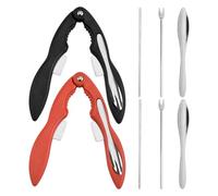 Crab Leg Cracker Tool, Non-Slip Ergonomic Seafood Tools for Crab Legs, Stainless Steel Sturdy Seafood Crackers with Spoon Forks, Scissors, Needle(2pcs)