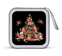 Crab Lighting Xmas Holiday Santa CD Case Portable DVD Storage Small CD Holder Organizer for Home Travel