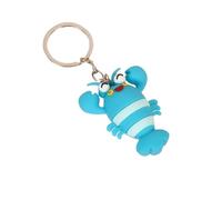 Crab Lobster Crayfish Keychain PVC Metal Women's Bag Keyring - Key Chains for Car Accessories Handbag Decorations Ring Purse Bag, Wallet Charms Gifts (Blue Crayfish, Silver Keychain)