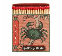 Crab Long Matches - Luxury Giant Square Matchbox - Red Tip Coloured Large Matchsticks - Candles Fireside Housewarming Gift - Retro