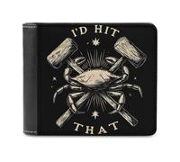 Crab Lovers I'd Hit That Men's Leather Wallet Bifold Purse Card Holder Slim Money Clip Single-Sided Print