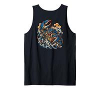 Crab Monster Kaiju Retro Japanese Tattoo Style On The Back Tank Top
