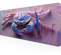 Crab Mouse Mat 80 x 40cm Large Gaming Mouse Pad Blue Keyboard Mat Stitched Edges, Non Slip Rubber Base, Waterproof Soft Cloth, Computer Accessories for Home Office Decor, Gifts PjY11934 N-S