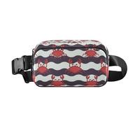 Crab Navy Blue Wave Cute Fanny Waist Pack for Women Men Teens Small Crossbody Sport Bag with Adjustable Strap for Shopping Sports Work, Crab Navy Blue Wave, One Size
