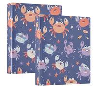 Crab Navy Cute Binder 1-1/5.1cm Three Rings With Inner Pockets 1/2 Pack Various Binder 200 Sheets