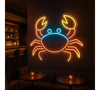 Crab Neon Sign - Ocean Theme Light for Beach Bar, Seafood Restaurant or Coastal Home Decor