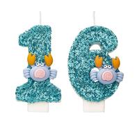 Crab Number 16 Candles, Blue 16st Birthday Candles for Cake, Handmade Glitter Shiny Happy Birthday Cake Topper - Perfect for Themed Birthday Parties