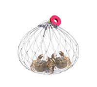 Crab Opening Closing Cage - 20.47in Diameter, Stainless Steel Frame, Oversized Bait Pins, Nylon Mesh Body, Foldable Trap Crustacean | Easy Carry For Shore Pier Boat Saltwater Fresh Sea Lobster Fishing