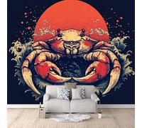Crab Photo Wallpaper Ukiyoe Crab On The Waves Wallpaper Wall Mural 300 × 256 cm / 118" × 100.7" - Non-Woven Wall Mural 3D Art Print Bedroom Living Room Decoration Poster