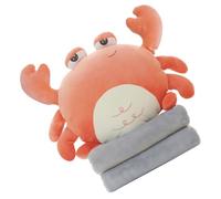 Crab Pillow Blanket Cartoon Animal Office Nap Set with Coral Fleece