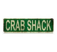 Crab Shack Slim Tin Sign Street Funny Metal Sign Wall Decor for Bedroom Farm Home Bar Garage Man Cave Wall Art Gift 4" by 16"