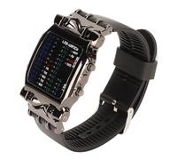 Crab Shape Binary Watch Black Glossy Alloy Case Silicone Strap LED Digital Display with Precise Number Movement for Boys Men