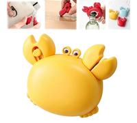 Crab-Shaped 4-in-1 Multifunctional Bottle Opener, Magnetic Refrigerator Magnet with Mini Scissors & Retractable Box Cutter, Jar Can Beer Opener, Compact Kitchen Gadget for Home Office Kitchen (Yellow)