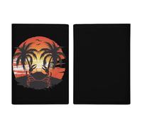 Crab Silhouette Palm Tree Tropical Beach Sunset Passport Holder PU Leather Passport Protective Cover Travel Wallet Accessories