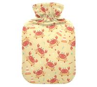 Crab Skateboard Yellow Hot Water Bottle with Cover for Pain Relief Hot Bottle Water Bag for Pregnant, 2L