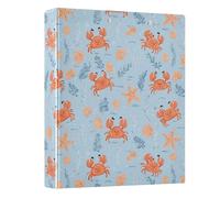Crab Starfish Pale Blue 3 Ring Binders 1.5 Inch Clear View Three Ring Binders Versatile Binder Fits 200 Sheets 1 Pack