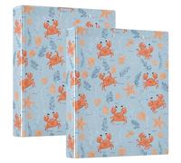 Crab Starfish Pale Blue 3 Ring Binders 1.5 Inch Clear View Three Ring Binders Versatile Binder Fits 200 Sheets 2 Pack