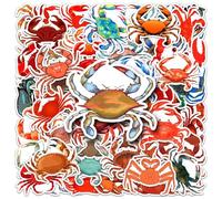 Crab Stickers 50 Pcs Waterproof Cartoon Ocean Animals Sticker for Laptop Skateboard Computer Phone Luggage Hydro Flask Water Bottle Car Bike,Cute Funny Crab Stickers for Kids Teens Adults
