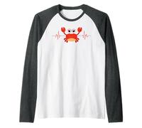 Crab tshirt Crab Shack Crab Lover Retro Style Crab Heartbeat Raglan Baseball Tee
