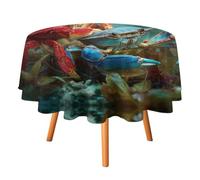 Crab Underwater Ocean Round Tablecloth Durable Table Cover 70in | Polyester,Waterproof Tablecloth,Washable Table Cover for Dining Outdoor Party Picnic