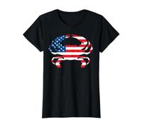Crab Vintage American US Flag Graphic Design for Crab Lovers Value Graphic T-Shirt, Women, Black, S