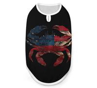 Crab Vintage U.S. Flag Breathable Dog Shirts Clothes Printed Sleeveless Vest Soft Summer Tank Top for Small Medium Large Pet