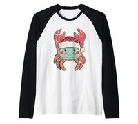 Crab Wearing Santa Hat Christmas Vibes Raglan Baseball Tee