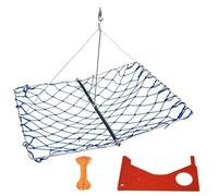Crabbing Trap with Castable Foldable Net, Stainless Steel Frame, Rope, and Crab Size Gauge for Regulated Fishing of Lobsters, Shrimp, and Crabs (blue)