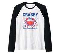 Crabby Beach Humor Salt Sun Sass Ocean Design Raglan Baseball Tee
