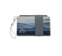 Crabby Gear - Front Pocket Wallet - Minimalist Wallet - Mountain - Canvas - Carry Cards, Cash, Phone, Keys - Securely Holds for Easy Access - Lobster Claw Keychain Included- Ultra Thin 4"x2", Blue,