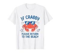 Crabby Return to the Beach Summer Vacation Value Graphic T-Shirt, Men, White, L