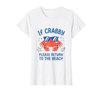 Crabby Return to the Beach Summer Vacation Value Graphic T-Shirt, Women, White, L