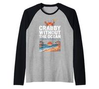 Crabby Without The Ocean Funny Beach Vacation Crab Raglan Baseball Tee
