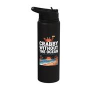Crabby Without The Ocean Funny Beach Vacation Crab Stainless Steel Insulated Water Bottle